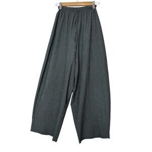 ZARA Wide Leg Pants Womens Small  Dark Gray‎ Pull On Drawstring Relaxed Elastic
